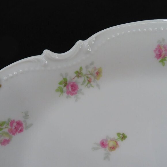 Coronet Limoges France 14in Pink Yellow Rose Flower Floral Swag Oval Platter VTG - Picture 3 of 9